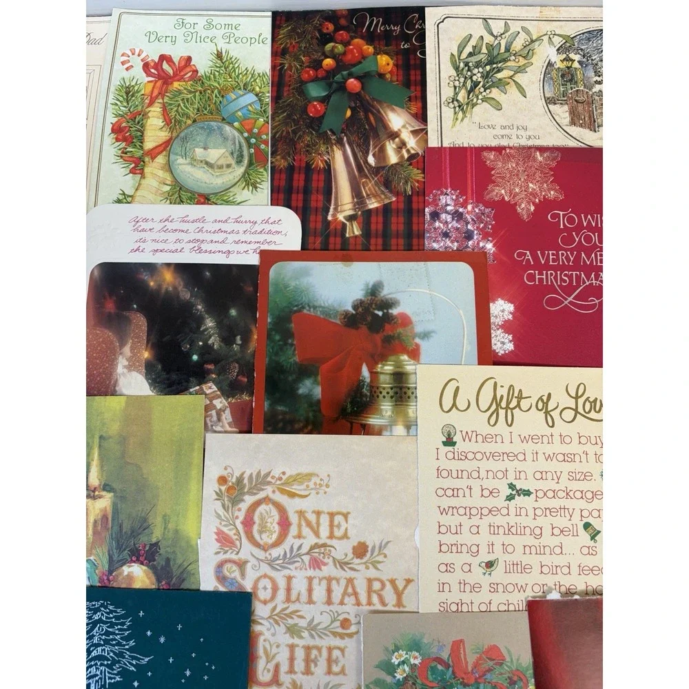 Vintage Christmas Cards Fronts ONLY Traditional Scrapbooking Decoupage Lot 50+